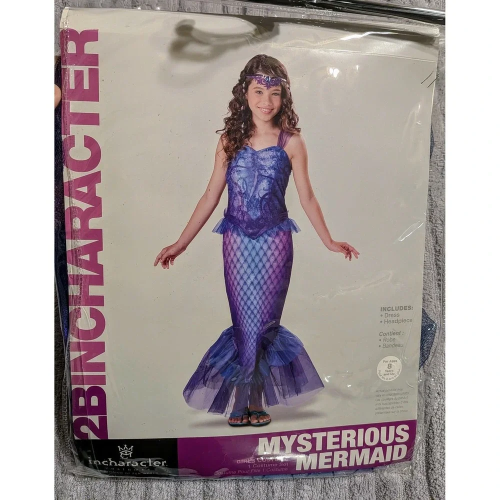 InCharacter Mysterious Mermaid Costume Dress Headpiece Size 12-14 Halloween NEW